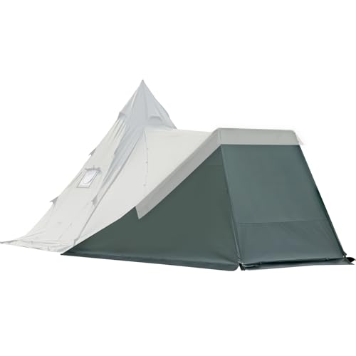 TOMOUNT ワンポールテント用前幕 2-4人用 tcテント 高さ2.8m ポリコットン ティピーテント サイドウォール付き 煙突穴付き 多機能 防撥水 通気性 難燃 焚火 4シーズン適用 (グリーン 前幕)